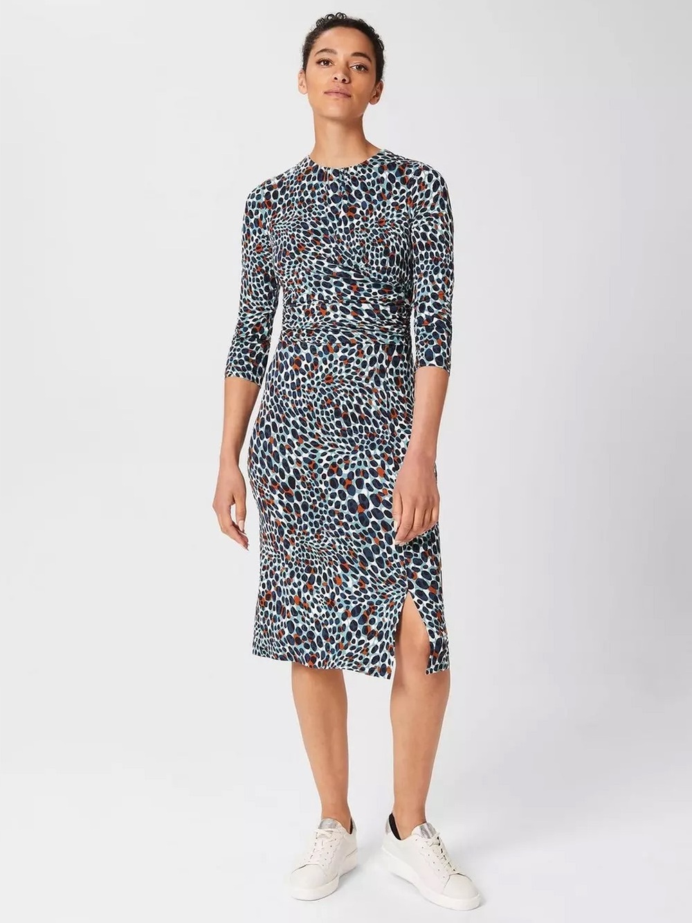 Hobbs London Jemma Animal Print Side Ruch Jersey Dress